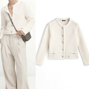 NWT Massimo Duttti Cream Textured Cardigan